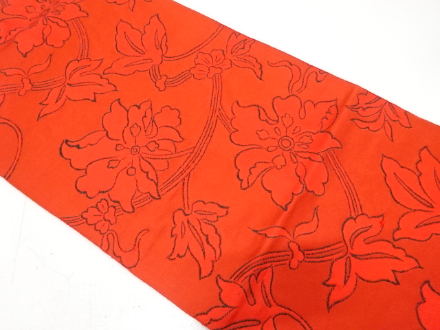 花唐草模様織り出し　名古屋帯